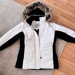 Obermyer Tuscany Women's White and Black Fur-Trimmed Ski Jacket